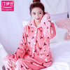 Thickening women winter flannel pajamas coral fleece pajama sets sleepwear velvet long-sleeve casual nightgown