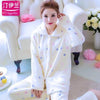 Thickening women winter flannel pajamas coral fleece pajama sets sleepwear velvet long-sleeve casual nightgown