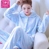Thickening women winter flannel pajamas coral fleece pajama sets sleepwear velvet long-sleeve casual nightgown