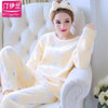 Thickening women winter flannel pajamas coral fleece pajama sets sleepwear velvet long-sleeve casual nightgown