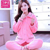 Thickening women winter flannel pajamas coral fleece pajama sets sleepwear velvet long-sleeve casual nightgown