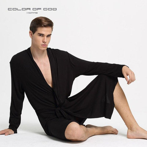 Long men's nightgown modal large size comfortable pajamas bathrobe home wear male bathrobe leisurewear