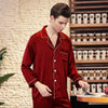 Men's Pajama Sets Modern Style Long-sleeved  Ice Silk Satin Trousers Nightgown 2 Pcs Suit Set Students Leisure Sleepwear J068