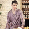 Men's Pajama Sets Modern Style Long-sleeved  Ice Silk Satin Trousers Nightgown 2 Pcs Suit Set Students Leisure Sleepwear J068