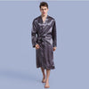 Men's Long Sleeve Lace-up Microfiber Siamese Pajamas V-neck Pocket Pajamas for Men's Clothing 2018 Robe Thin Cardigan Nightgown