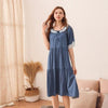 Summer New Short-sleeved Cotton Long Sleepwear Korean Fresh Lace Printing Night Dress Women Plus Size Nightgowns Lingerie Dress