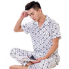 Spring Summer Men's Pajama Cotton Long Pants Short Sleeve Turnshirt Casual Home Suit Set Mens sleepwear Male Trousers nightgown