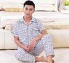 Spring Summer Men's Pajama Cotton Long Pants Short Sleeve Turnshirt Casual Home Suit Set Mens sleepwear Male Trousers nightgown