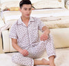 Spring Summer Men's Pajama Cotton Long Pants Short Sleeve Turnshirt Casual Home Suit Set Mens sleepwear Male Trousers nightgown
