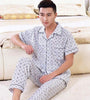 Spring Summer Men's Pajama Cotton Long Pants Short Sleeve Turnshirt Casual Home Suit Set Mens sleepwear Male Trousers nightgown