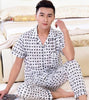 Spring Summer Men's Pajama Cotton Long Pants Short Sleeve Turnshirt Casual Home Suit Set Mens sleepwear Male Trousers nightgown