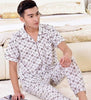 Spring Summer Men's Pajama Cotton Long Pants Short Sleeve Turnshirt Casual Home Suit Set Mens sleepwear Male Trousers nightgown