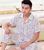 Spring Summer Men's Pajama Cotton Long Pants Short Sleeve Turnshirt Casual Home Suit Set Mens sleepwear Male Trousers nightgown