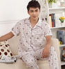 Spring Summer Men's Pajama Cotton Long Pants Short Sleeve Turnshirt Casual Home Suit Set Mens sleepwear Male Trousers nightgown