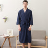 Unisex Men Cotton Nightgown Summer Kimono Robe Bathrobe Gown Women Casual Sleepwear Solid Color Home Clothes Loose Nightwear