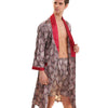 Men Casual Homewear Set Print Long-sleeved Sleeve Elastic Waist No Nightgown Relaxed Short Pants Set