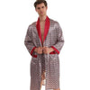 Men Casual Homewear Set Print Long-sleeved Sleeve Elastic Waist No Nightgown Relaxed Short Pants Set