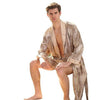 Men Casual Homewear Set Print Long-sleeved Sleeve Elastic Waist No Nightgown Relaxed Short Pants Set