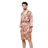 Men Casual Homewear Set Print Long-sleeved Sleeve Elastic Waist No Nightgown Relaxed Short Pants Set