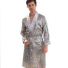 Men Casual Homewear Set Print Long-sleeved Sleeve Elastic Waist No Nightgown Relaxed Short Pants Set