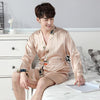 2019 summer men's silk bathrobe robe long solid silk pajamas men silk nightgown sleepwear kimono homme dress