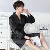 2019 summer men's silk bathrobe robe long solid silk pajamas men silk nightgown sleepwear kimono homme dress