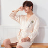 2019 summer men's silk bathrobe robe long solid silk pajamas men silk nightgown sleepwear kimono homme dress
