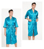 Summer Silky Satin Robe Nightgown For Male Half Sleeve Home Clothes Mens Long Solid Kimono Bathrobe Gown Casual Sleepwear