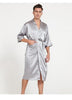 Summer Silky Satin Robe Nightgown For Male Half Sleeve Home Clothes Mens Long Solid Kimono Bathrobe Gown Casual Sleepwear