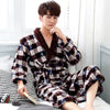 Male Coral Velvet Bathrobes Adult Flannel Nightgowns Men's Autumn and Winter Pajamas Soft and Long Sleeves Sleeprobe D-2148
