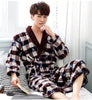 Male Coral Velvet Bathrobes Adult Flannel Nightgowns Men's Autumn and Winter Pajamas Soft and Long Sleeves Sleeprobe D-2148