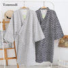 Kimono Robes Men Cotton Woven Double Layer Gauze Kimono Nightgown Bathrobe Long Robe Sleepwear Lounge Nightshirt