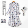 Plus size sexy sleepdress women sleepwear 100% brushed cotton simple nightgowns long sleeve Women pyjamas sleepwear dress