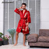 Men'S Silk Nightgown Shorts Two-Piece Set Pijamas Male Summer Thin Long-Sleeve Dragon Satin Plus Size Robes Bathrobe Clothing