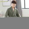Men Sexy Robe Sleep Wear Kimono Home Robes 2019 New Fashion Rib Fabric Classy Mens Bath Robe Cotton Yukata Long Sleeve Nightgown