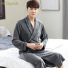 Men Sexy Robe Sleep Wear Kimono Home Robes 2019 New Fashion Rib Fabric Classy Mens Bath Robe Cotton Yukata Long Sleeve Nightgown