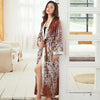 Novelty Sexy Lady Long Kimono Bath Satin Robe Gown Loose Chinese Sleepwear Night Dress Casual Rayon Nightgown Home Dressing