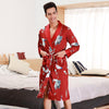 New Spring Summer Men Sleepwear Nightgown Long Sleeve Kimono Bathrobe Silky Robe&Pant Homewear Satin Casual Home Clothes
