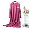 Jinsen Aite 2019 Cotton Striped Long Sleeve Large Size Home Dress Pregnant Sleepwear Casual Women Nightgowns Sleepshirts JS752