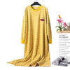 Jinsen Aite 2019 Cotton Striped Long Sleeve Large Size Home Dress Pregnant Sleepwear Casual Women Nightgowns Sleepshirts JS752