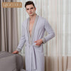 Qianxiu Cotton Sleepshirts Men Knitted Homedress long-Sleeve Patchwork Nightgown 1884