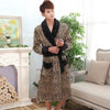 New Autumn Men Robe Long Women Robe Men Couples Nightgowns Coral Fleece Flannel Bathrobe Thickening Sexy Leopard Sleepwear
