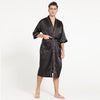 Summer Silky Satin Robe Nightgown For Male Half Sleeve Home Clothes Mens Long Solid Kimono Bathrobe Gown Casual Sleepwear