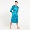 Summer Silky Satin Robe Nightgown For Male Half Sleeve Home Clothes Mens Long Solid Kimono Bathrobe Gown Casual Sleepwear