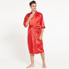 Summer Silky Satin Robe Nightgown For Male Half Sleeve Home Clothes Mens Long Solid Kimono Bathrobe Gown Casual Sleepwear
