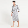 Summer Silky Satin Robe Nightgown For Male Half Sleeve Home Clothes Mens Long Solid Kimono Bathrobe Gown Casual Sleepwear