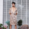 CEARPION Men Satin Bathrobe Plus Size 5XL Sleepwear Long-sleeved Kimono Bath Robe Gown Men Silky Nightgown Print Pyjama