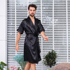 CEARPION Men Satin Bathrobe Plus Size 5XL Sleepwear Long-sleeved Kimono Bath Robe Gown Men Silky Nightgown Print Pyjama