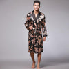 SWYIVY Men's Long Sleeved Bathrobe Silk Pajamas Long Print Home Service Couple Nightgown Spring And Autumn New