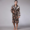 SWYIVY Men's Long Sleeved Bathrobe Silk Pajamas Long Print Home Service Couple Nightgown Spring And Autumn New